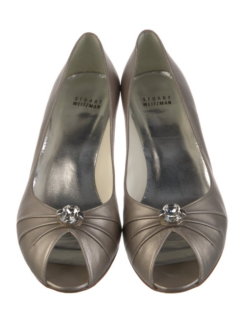 Stuart Weitzman Leather Crystal Embellishments Pumps
