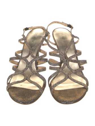 Stuart Weitzman Glitter Animal Print Slingback Sandals