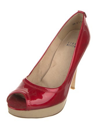 Stuart Weitzman Patent Leather Colorblock Pattern Pumps