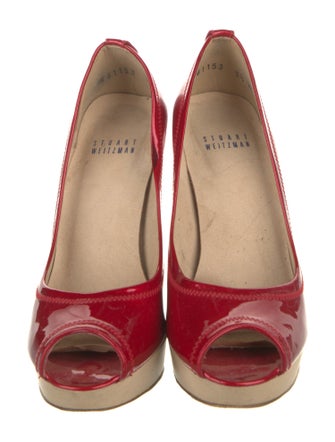 Stuart Weitzman Patent Leather Colorblock Pattern Pumps