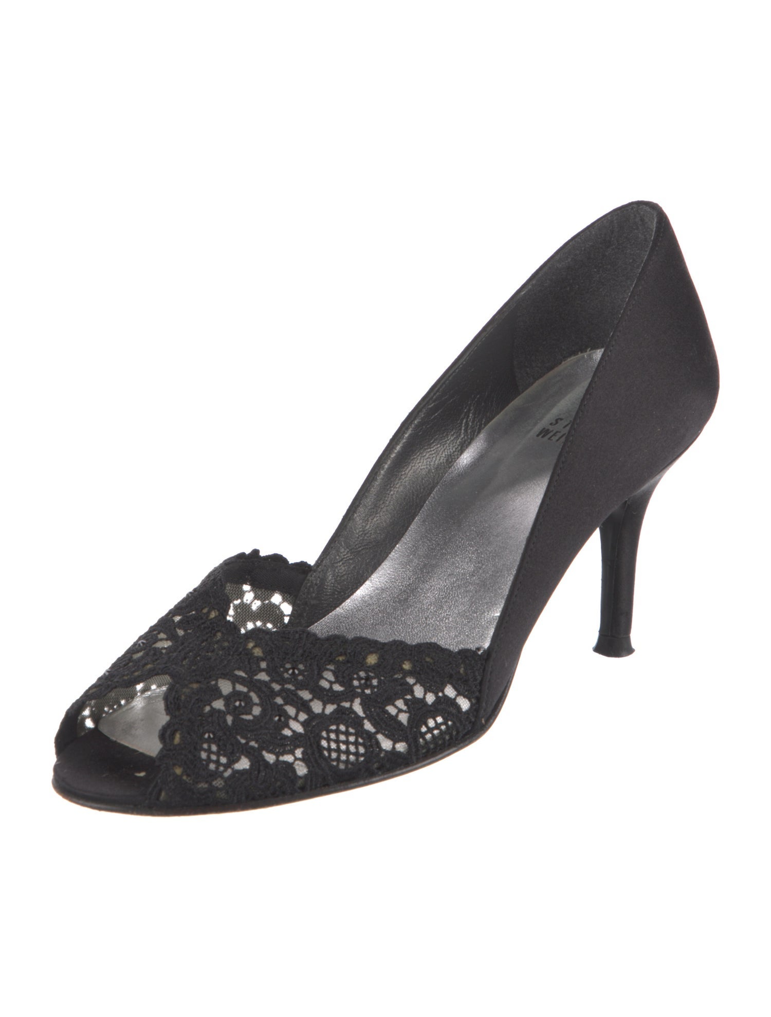 Stuart Weitzman Satin Crystal Embellishments D'Orsay Pumps