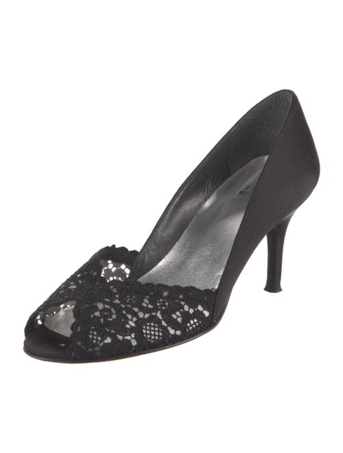 Stuart Weitzman Satin Crystal Embellishments D'Orsay Pumps