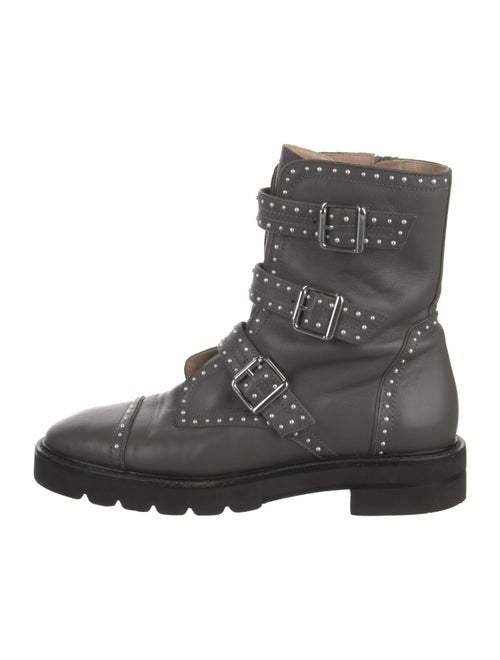 Stuart Weitzman Leather Studded Accents Combat Boots
