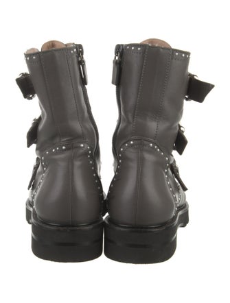 Stuart Weitzman Leather Studded Accents Combat Boots