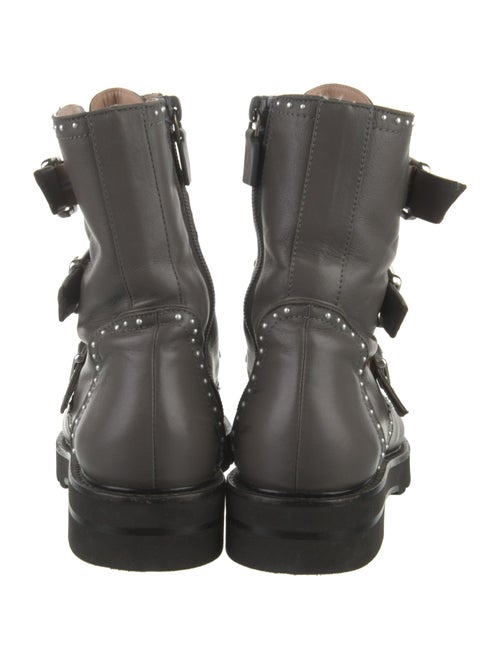 Stuart Weitzman Leather Studded Accents Combat Boots