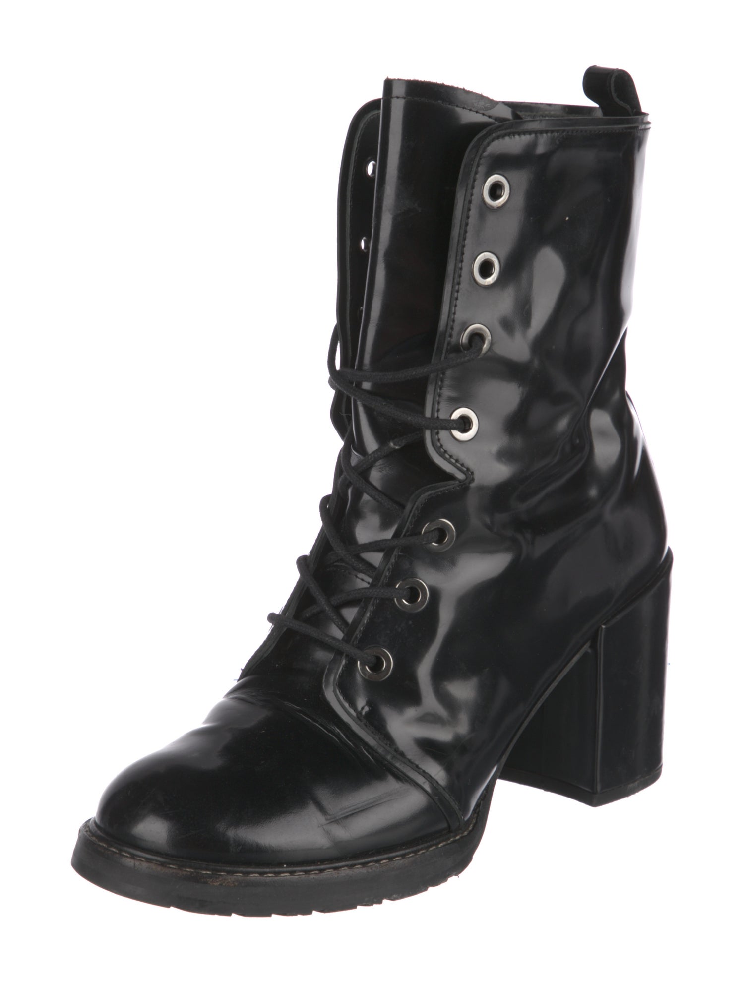 Stuart Weitzman Patent Leather Combat Boots