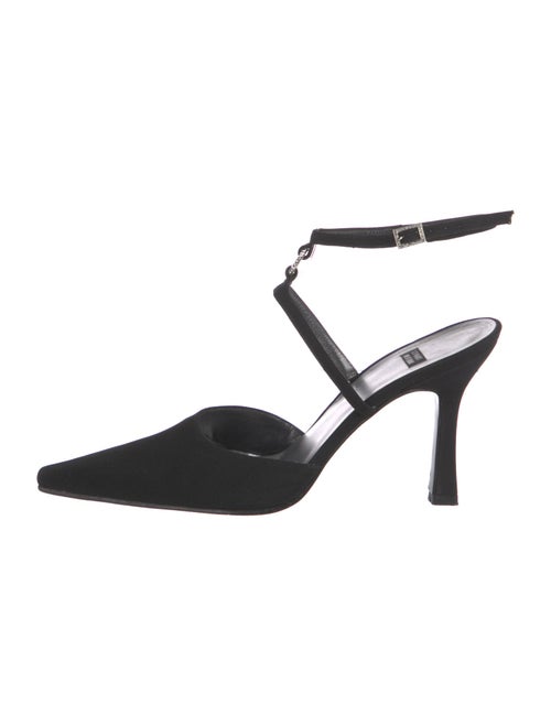 Stuart Weitzman Suede Crystal Embellishments Slingback Pumps