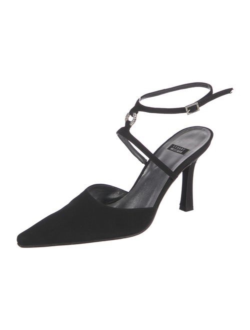 Stuart Weitzman Suede Crystal Embellishments Slingback Pumps