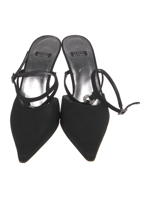 Stuart Weitzman Suede Crystal Embellishments Slingback Pumps