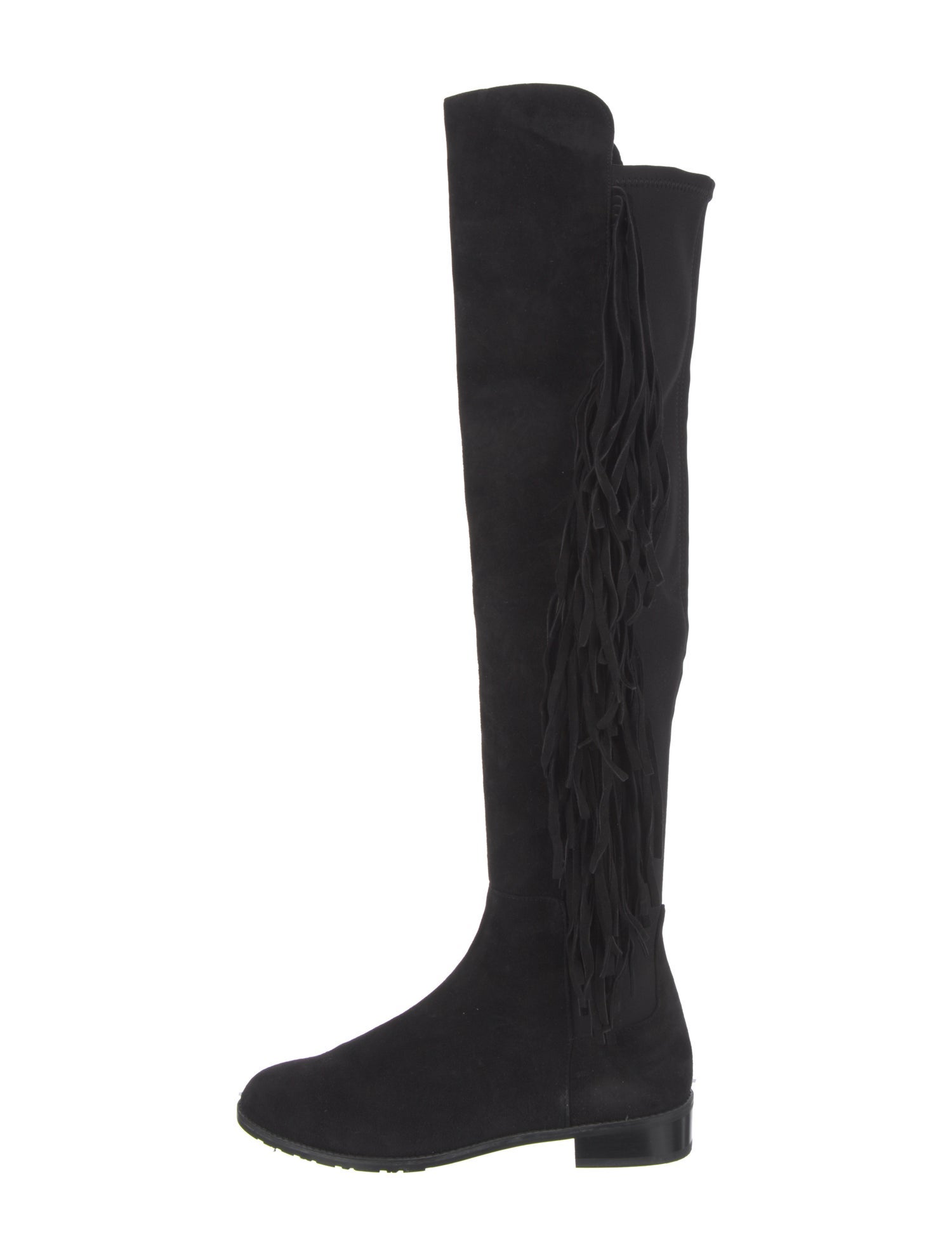 Stuart Weitzman Suede Fringe Trim Accent Boots