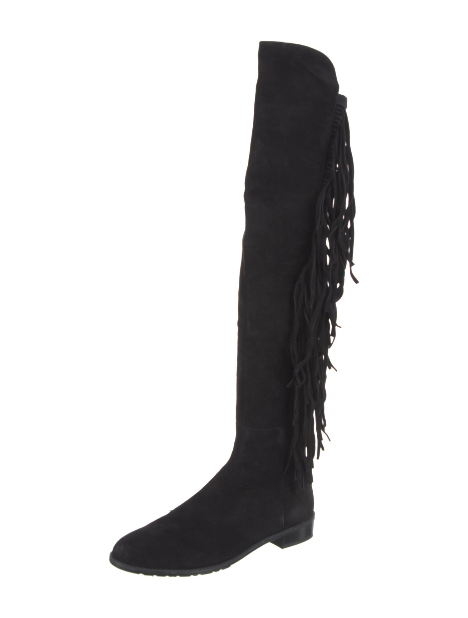 Stuart Weitzman Suede Fringe Trim Accent Boots