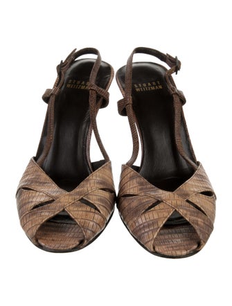 Stuart Weitzman Leather Printed Slingback Pumps