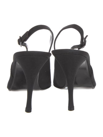 Stuart Weitzman Satin Crystal Embellishments Slingback Pumps