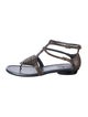Stuart Weitzman Leather Chain-Link Accents T-Strap Sandals