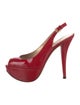 Stuart Weitzman Patent Leather Cutout Accent Slingback Pumps