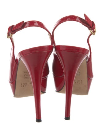 Stuart Weitzman Patent Leather Cutout Accent Slingback Pumps