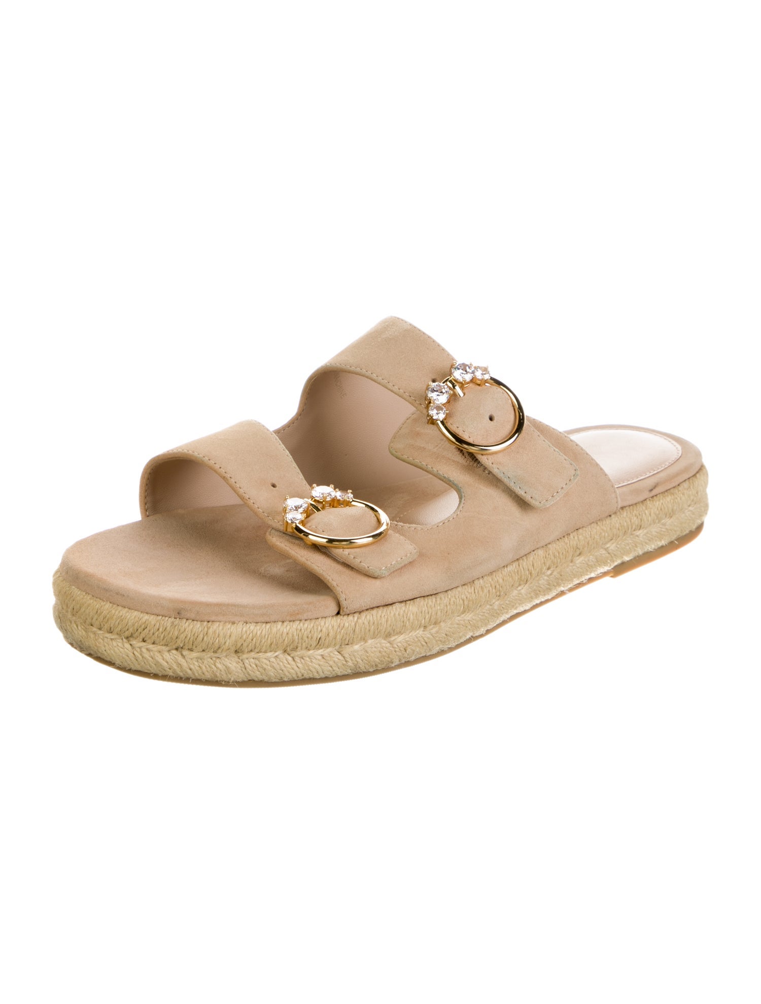 Stuart Weitzman Suede Crystal Embellishments Espadrilles