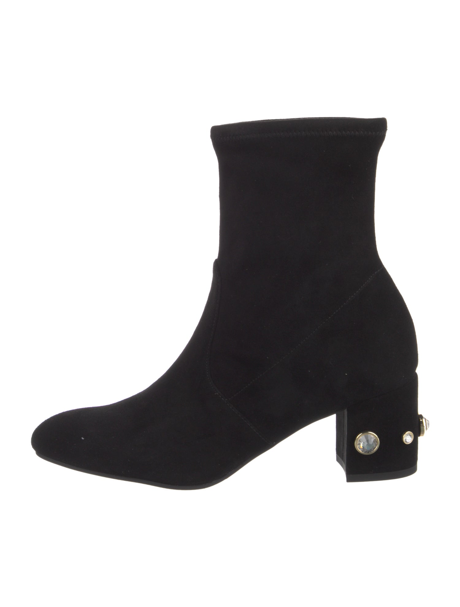 Stuart Weitzman Faux Pearl Accents Suede Sock Boots