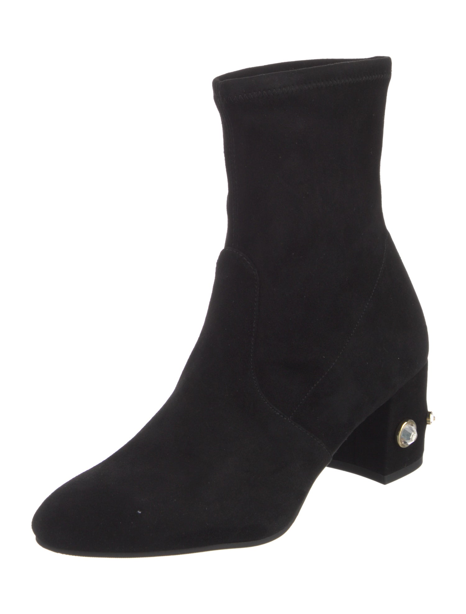 Stuart Weitzman Faux Pearl Accents Suede Sock Boots