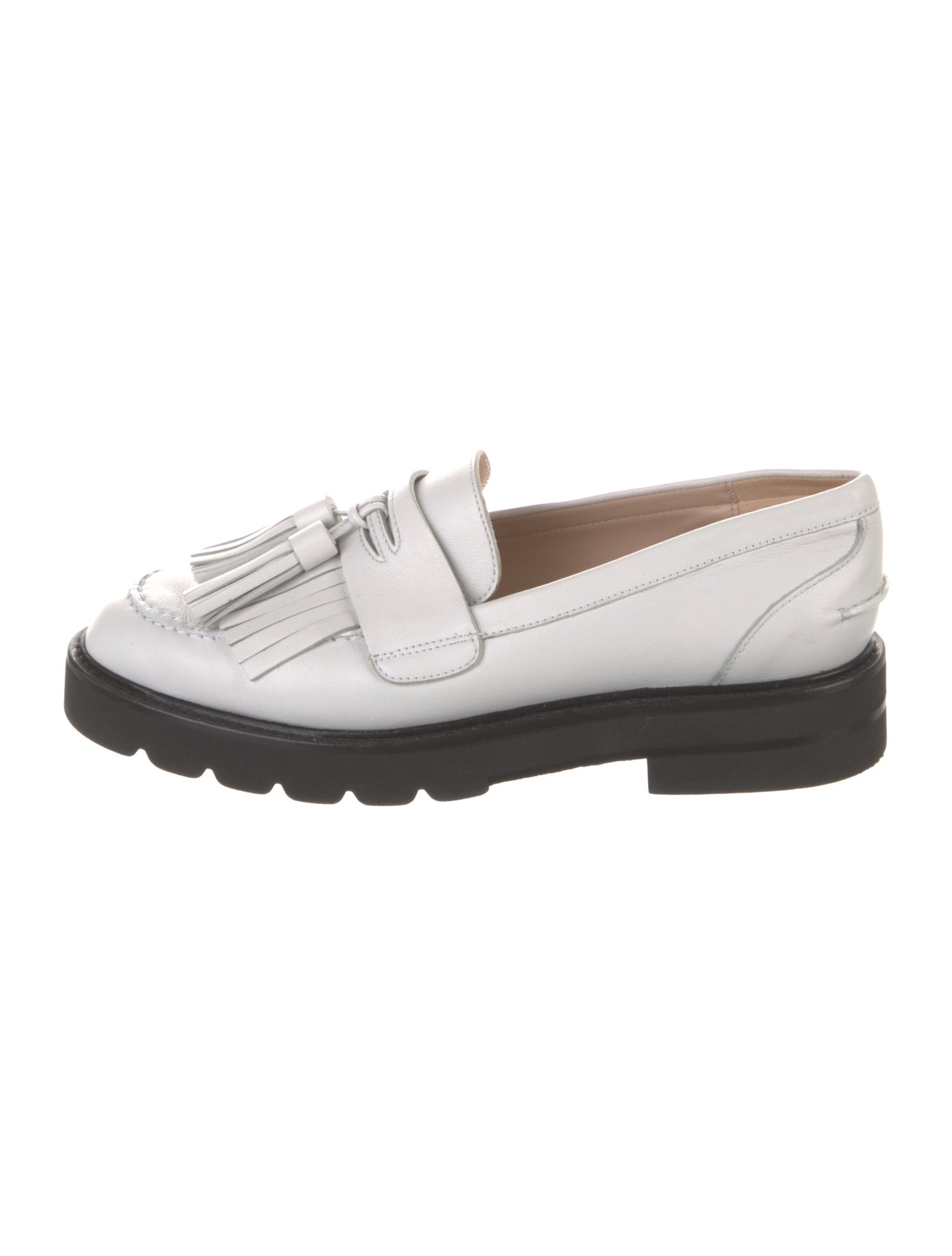 Stuart Weitzman Leather Tassel Accents Loafers