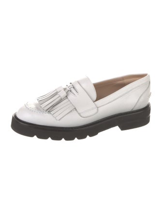 Stuart Weitzman Leather Tassel Accents Loafers