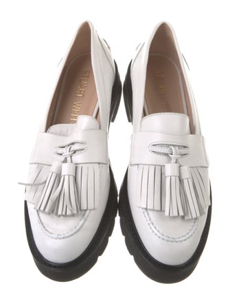 Stuart Weitzman Leather Tassel Accents Loafers