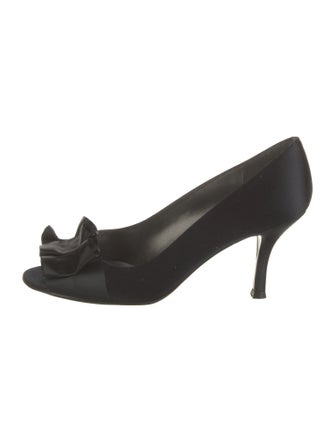 Stuart Weitzman Satin Ruffle Embellishment Pumps