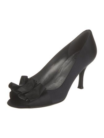 Stuart Weitzman Satin Ruffle Embellishment Pumps