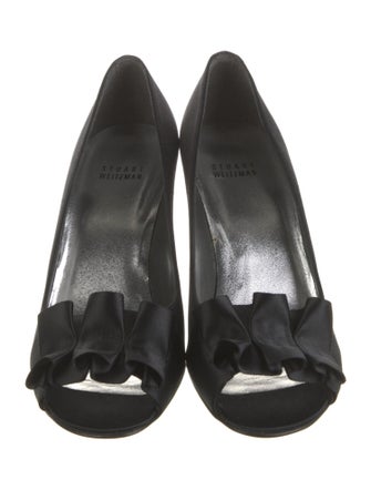 Stuart Weitzman Satin Ruffle Embellishment Pumps