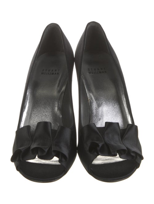 Stuart Weitzman Satin Ruffle Embellishment Pumps
