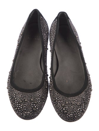 Stuart Weitzman Suede Studded Accents Flats