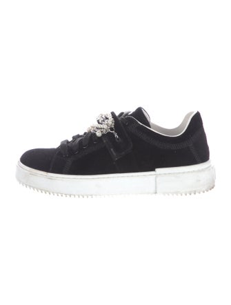 Stuart Weitzman Velvet Crystal Embellishments Sneakers