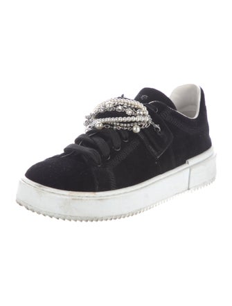 Stuart Weitzman Velvet Crystal Embellishments Sneakers