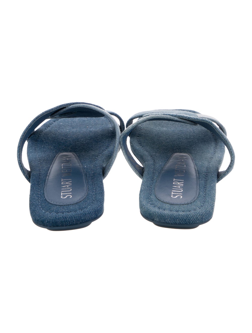 Stuart Weitzman Denim Slides Blue Colorblock Patt… - image 4