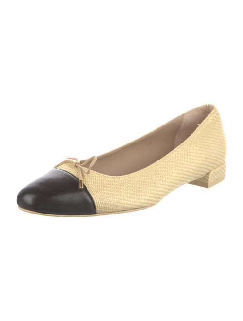 Stuart Weitzman Raffia Bow Accents Ballet Flats