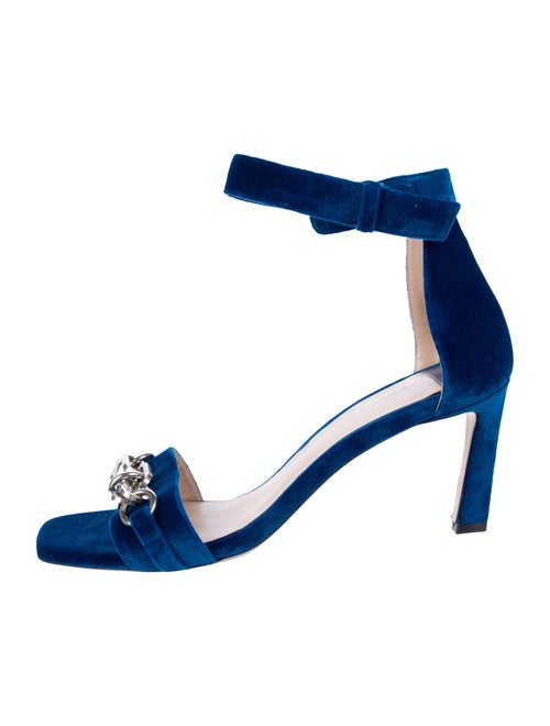 Stuart Weitzman Velvet Chain-Link Accents Sandals