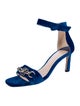Stuart Weitzman Velvet Chain-Link Accents Sandals