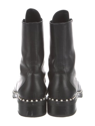 Stuart Weitzman Leather Beaded Accents Combat Boots
