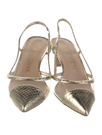 Stuart Weitzman Snakeskin Animal Print Slingback Pumps