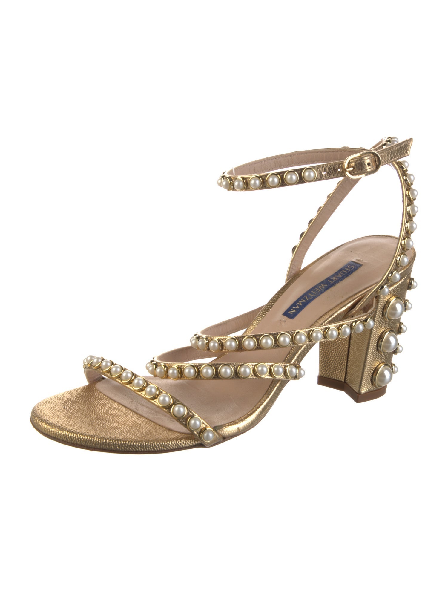 Stuart Weitzman Leather Studded Accents Sandals