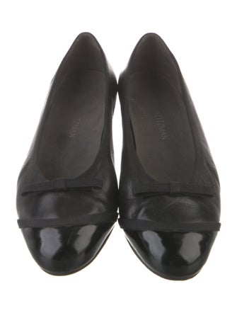 Stuart Weitzman Leather Bow Accents Flats