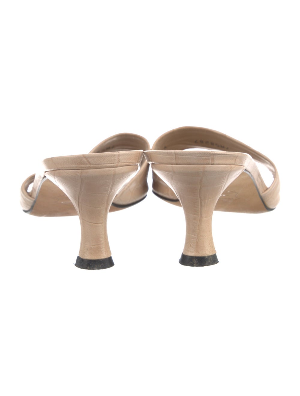 Stuart Weitzman Embossed Leather Slides Neutrals - image 4