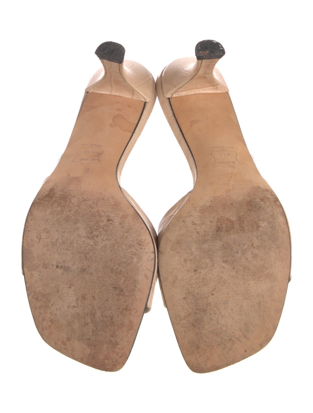Stuart Weitzman Embossed Leather Slides Neutrals - image 5