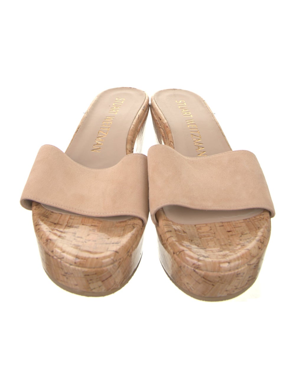 Stuart Weitzman Suede Slides Neutrals Platform - image 3