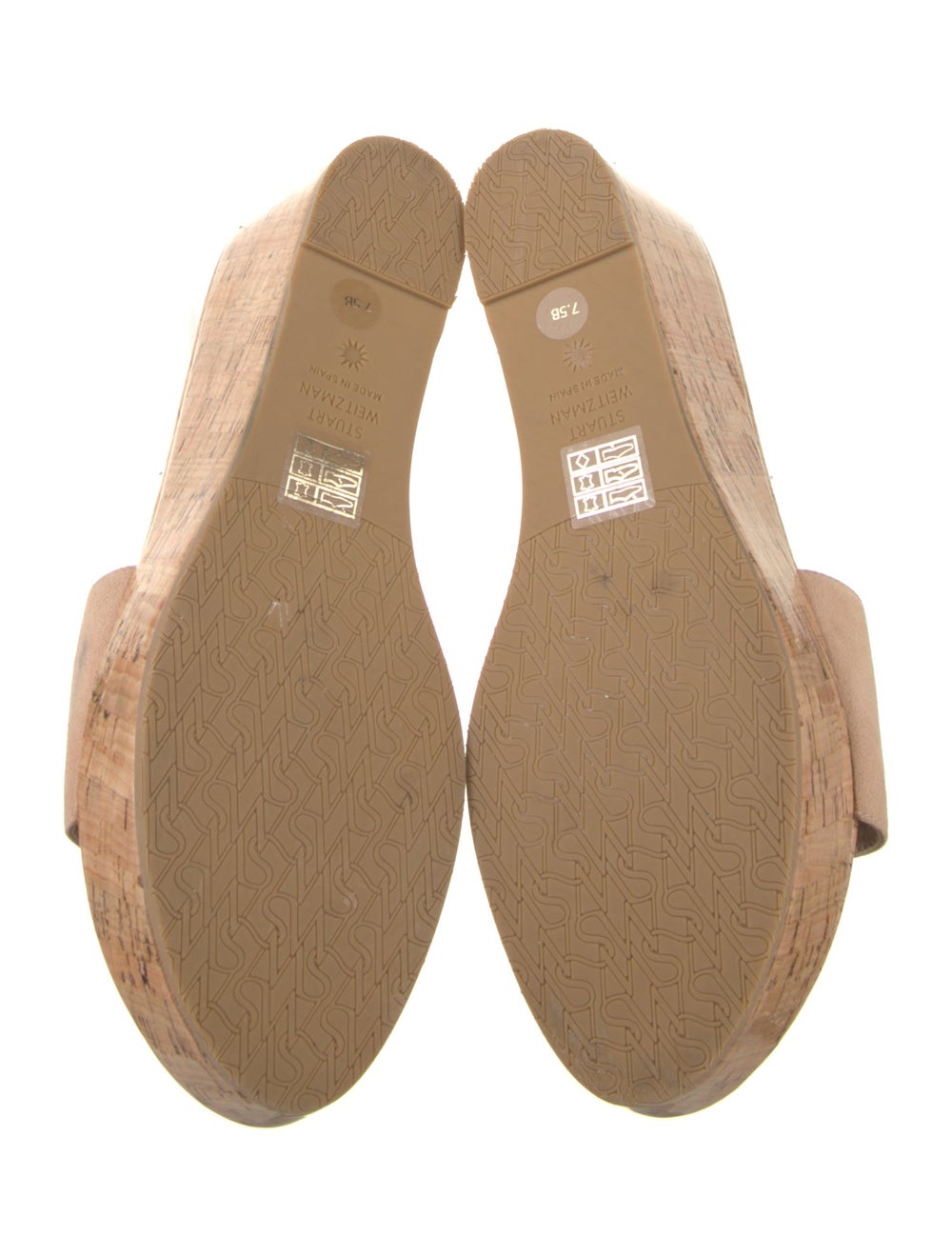Stuart Weitzman Suede Slides Neutrals Platform - image 5
