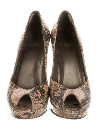 Stuart Weitzman Embossed Leather Animal Print Pumps