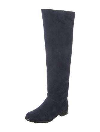 Stuart Weitzman Suede Studded Accents Riding Boots