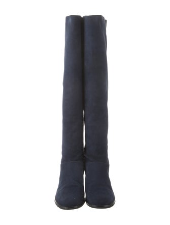 Stuart Weitzman Suede Studded Accents Riding Boots