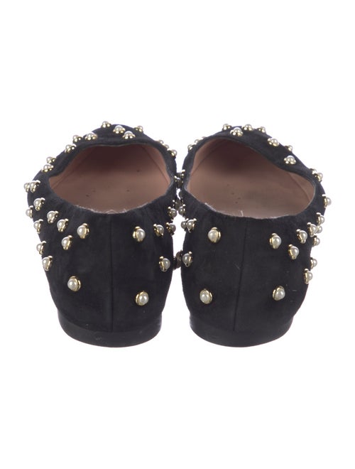 Stuart Weitzman Faux Pearl Accents Suede Flats