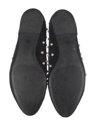 Stuart Weitzman Faux Pearl Accents Suede Flats